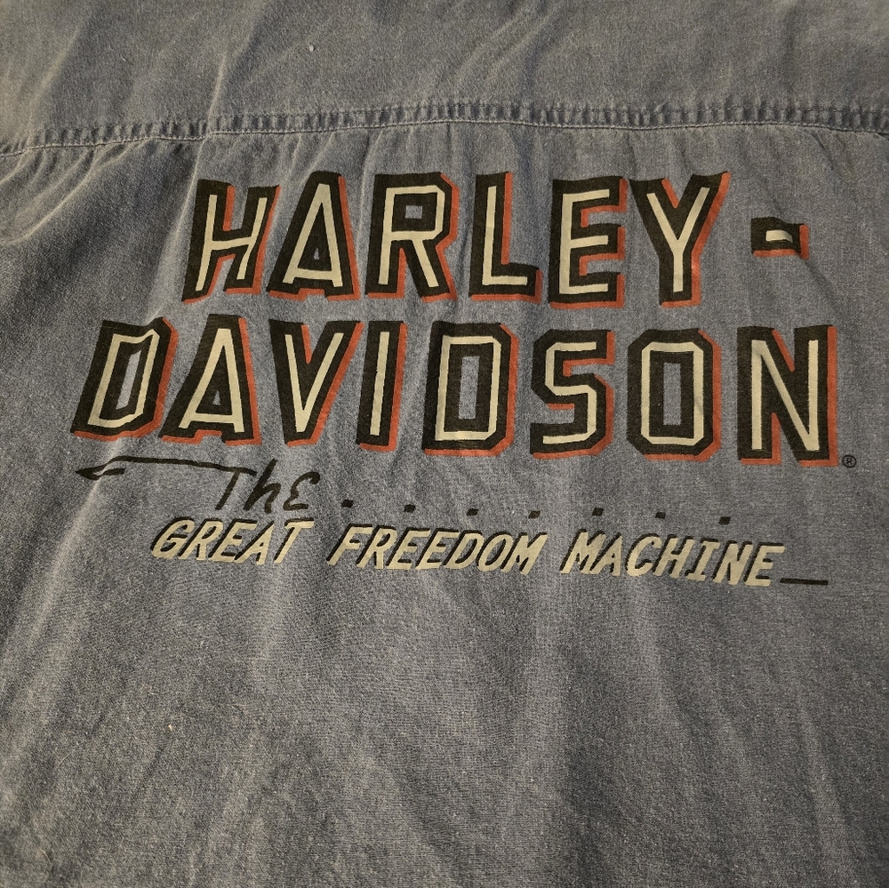 Harley Davidson Light Denim Button Down Shirt 2XL or XXL